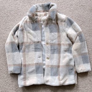 Faux fur plaid jacket NWOT